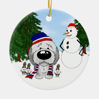Schäferhund-Winter-Szene Keramikornament