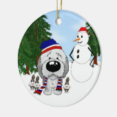 Schäferhund-Winter-Szene Keramikornament (Links)