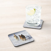 Schäferhunde, die in den Schnee laufen Getränkeuntersetzer (Rechte Seite)