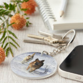 Schäferhunde, die in den Schnee laufen Schlüsselanhänger (Vorderseite rechts)