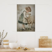 Schäferin und Schafe Antik Druck, Lamm Rustikal Poster (Küche)