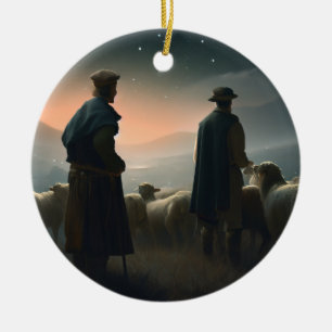 Schäfers Uhr Weihnachten Keramik Ornament