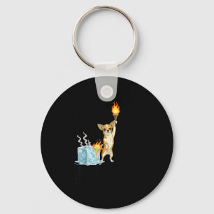 Schaff Eis ab lustiger Chihuahua-Hund Meme Feuer a Schlüsselanhänger