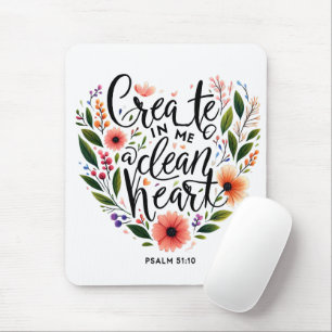 Schaff in mir ein reines Herz floral Mousepad