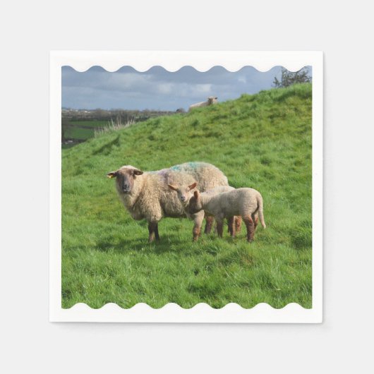 Schaffamilie Serviette (Vorderseite)