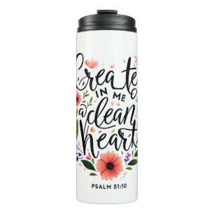 Schaffe in mir ein reines Herz floral Thermosbecher