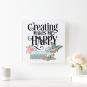 Schaffen macht mich glücklich zur Wall-Uhr Quadratische Wanduhr (Zuhause)