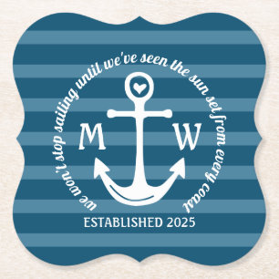 Schaffen Sie Ihr eigenes Seeanker-Herz-Küstenlogo Untersetzer