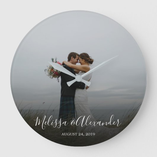 Schaffen Sie Ihre eigene persönliche Fotohochzeit Große Wanduhr (Vorderseite)