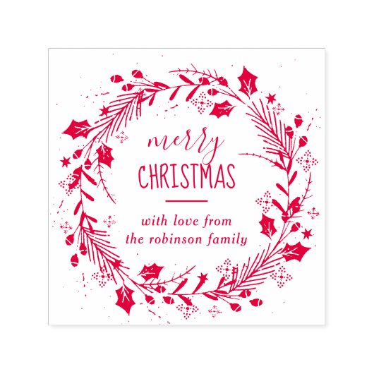 Schaffen Sie sich einen fröhlichen Weihnachtskranz Permastempel (Design)