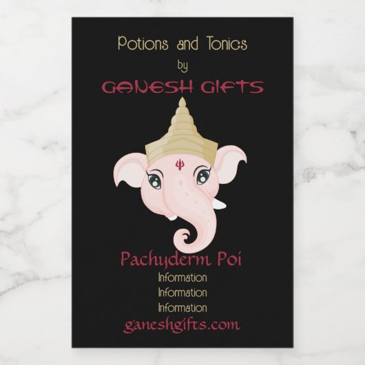 Schaffen Sie sich Ihr eigenes farbenfrohes Ganesh Weinetikett (Einzelnes Label)