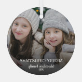 Schaffen Sie sich Ihr eigenes Foto Frohe Weihnacht Ornament Aus Glas (Rückseite)