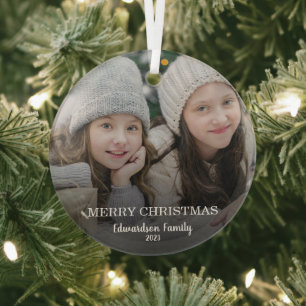 Schaffen Sie sich Ihr eigenes Foto Frohe Weihnacht Ornament Aus Glas