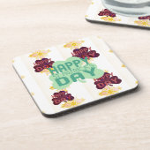 Schaffen Sie sich Ihren eigenen schönen, glücklich Getränkeuntersetzer (Linke Seite)