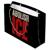 Schafft ICE ab Minimalistischer Protest-Typografie Große Geschenktüte (Rückseite Schrägansicht)