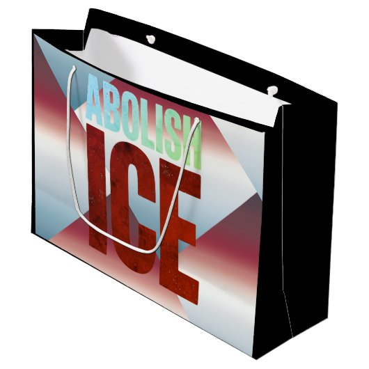 Schafft ICE ab Minimalistischer Protest-Typografie Große Geschenktüte (Vorderseite Schrägansicht)