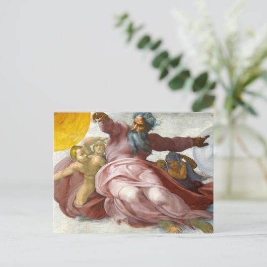 Schaffung der Sonne durch Michelangelo Postkarte (Stehend Vorderseite)