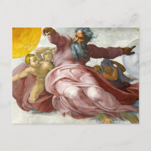 Schaffung der Sonne durch Michelangelo Postkarte (Vorderseite)