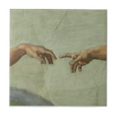 Schaffung von Adam durch Michelangelo Fliese (Vorderseite)
