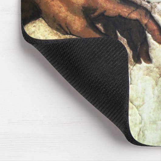 Schaffung von Adam - Hände Michelangelo 1475 - Mousepad (Ecke)