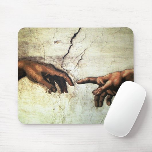 Schaffung von Adam - Hände Michelangelo 1475 - Mousepad (Mit Mouse)