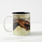 Schaffung von Adam - Hände Michelangelo 1475 - Zweifarbige Tasse (Links)