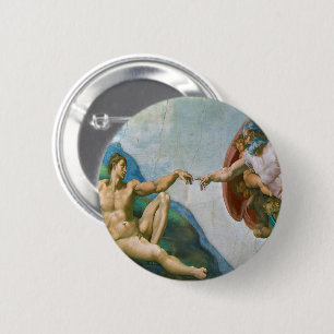 Schaffung von Adam - Michelangelo 1475 - 1564 Button