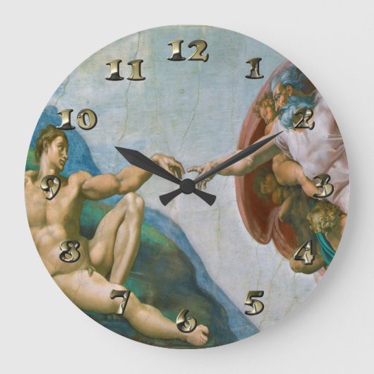 Schaffung von Adam - Michelangelo 1475 - 1564 Große Wanduhr (Vorderseite)