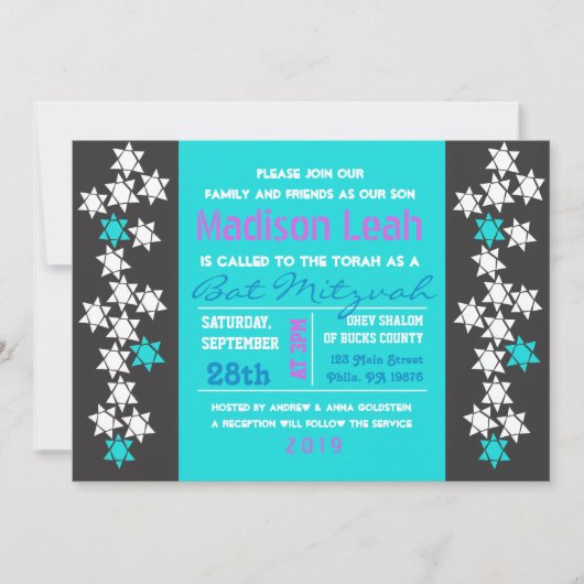 Schaffung von Bar Bat Mitzvah Einladung (Vorderseite)