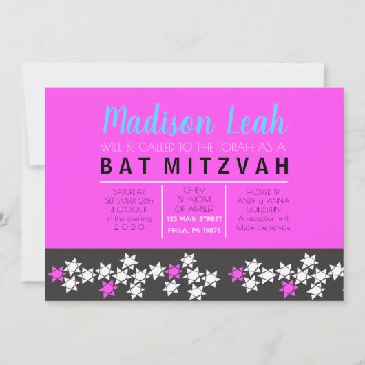 Schaffung von Bar Bat Mitzvah Einladung (Vorderseite)