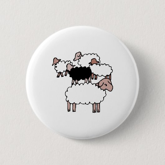 Schafherde mit schwarzen Schafen Button (Vorderseite)