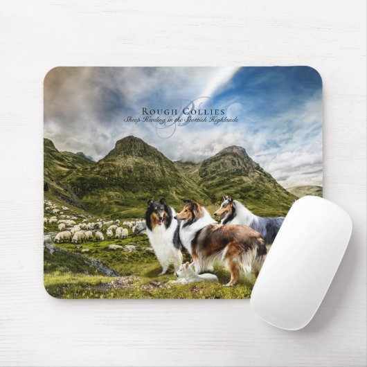 Schafherde Rough Collieses - Personalisiert Mousepad (Mit Mouse)