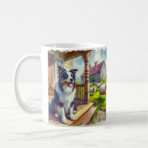 Schafhof mit Border Collie-Hundetasse Kaffeetasse