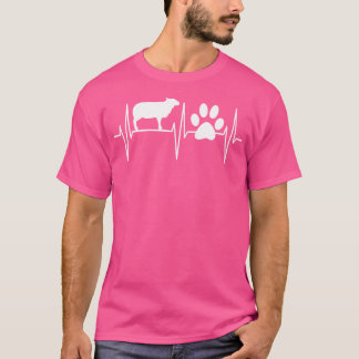 Schafhund Lover Sheep Heartbeat Bauer Sheep Lover T-Shirt