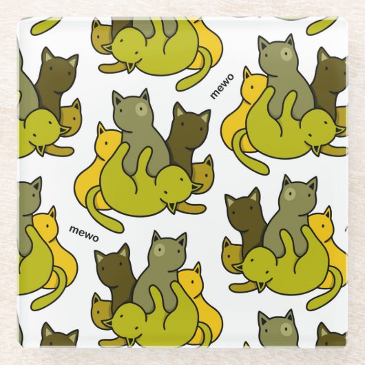 Schafkätzchen Glasuntersetzer (Vorderseite)