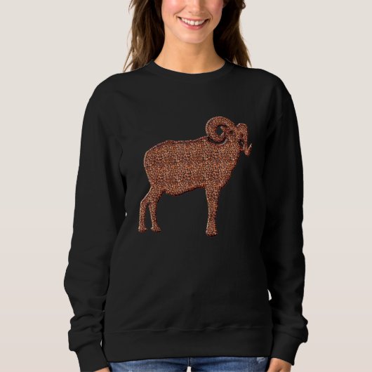 Schaflamm-ram Kaffeebohnen Sweatshirt (Vorderseite)