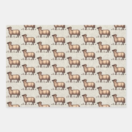 Schaflammfarm Vintag Geschenkpapier Set (Vorderseite 3)