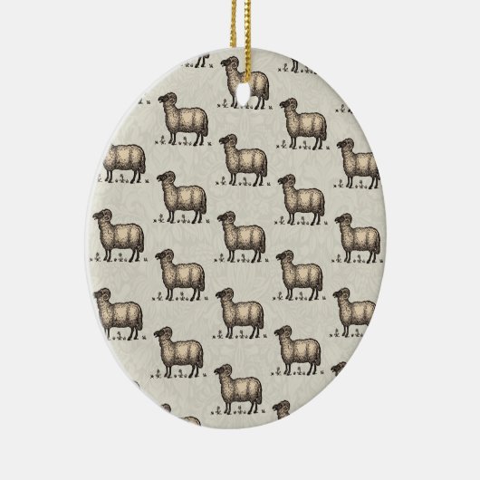 Schaflammfarm Vintag Keramik Ornament (Rechts)