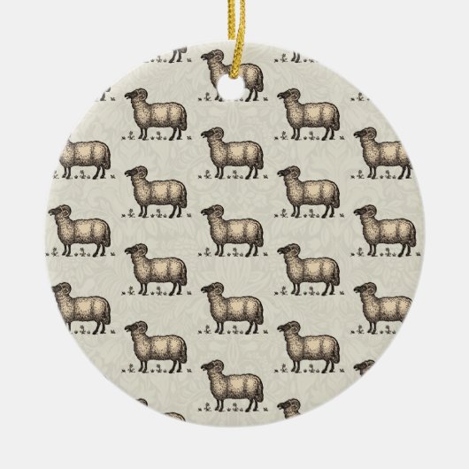 Schaflammfarm Vintag Keramik Ornament (Vorne)