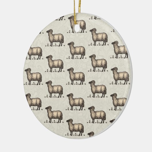 Schaflammfarm Vintag Keramik Ornament (Links)