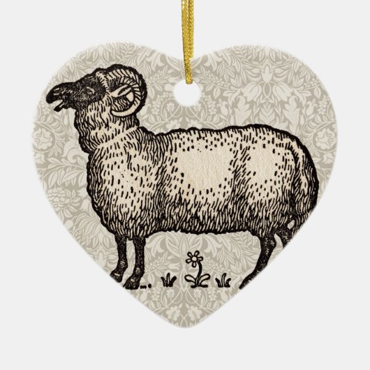 Schaflammfarm Vintag Keramikornament (Vorne)