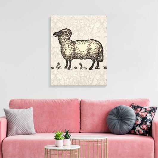 Schaflammfarm Vintag Leinwanddruck (Insitu (Wohnzimmer))