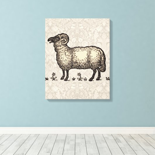 Schaflammfarm Vintag Leinwanddruck (Insitu (Holzboden))
