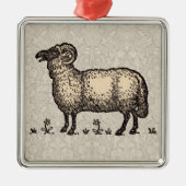 Schaflammfarm Vintag Silbernes Ornament (Vorne)