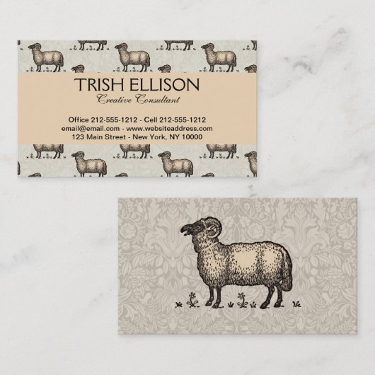 Schaflammfarm Vintag Visitenkarte (Vorne/Hinten)