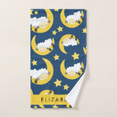 Schafmuster, schlafende Schafe, Mond, Ihr Name Badhandtuch Set (Handtuch)