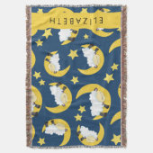 Schafmuster, schlafende Schafe, Mond, Ihr Name Decke (Vorderseite Vertikal)