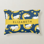 Schafmuster, schlafende Schafe, Mond, Ihr Name Dekokissen (Vorderseite)