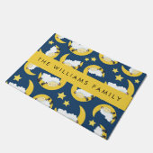 Schafmuster, schlafende Schafe, Mond, Ihr Name Fußmatte (Schrägansicht)