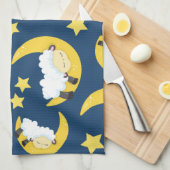 Schafmuster, schlafende Schafe, Mond, Ihr Name Geschirrtuch (Viertel Falte)